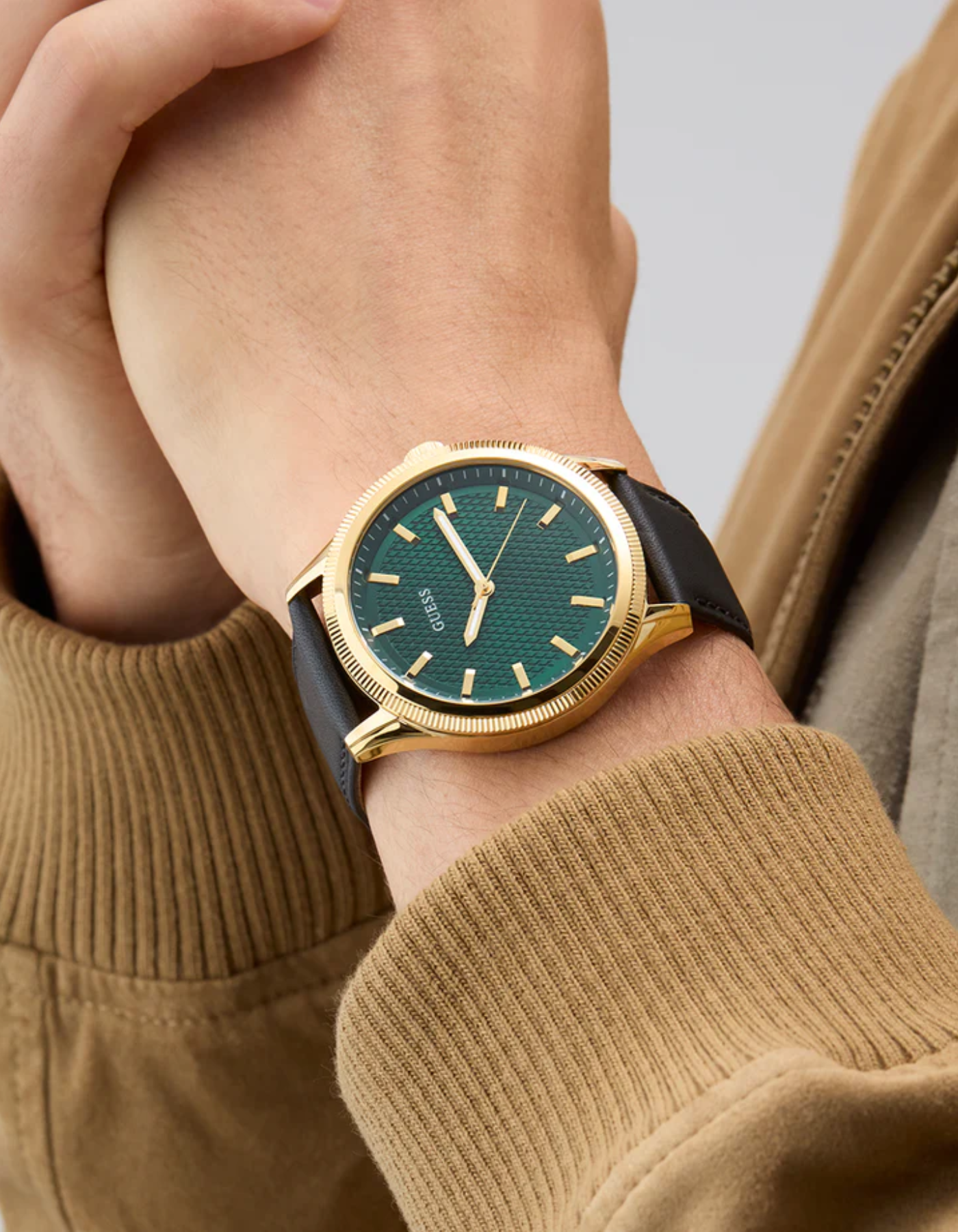 Guess Men's Black Gold Tone Analog Watch