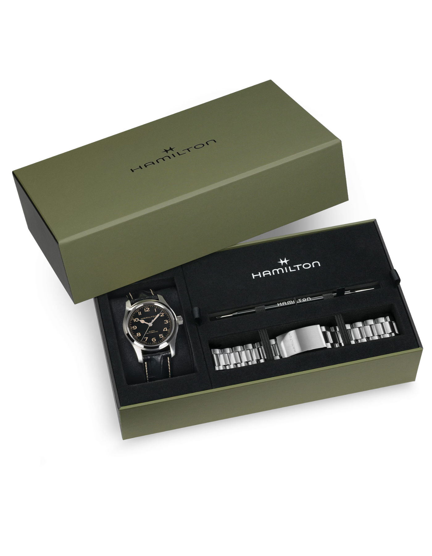 Hamilton Khaki Field Murph Auto 42mm Bracelet Bundle "Featured in Interstellar"