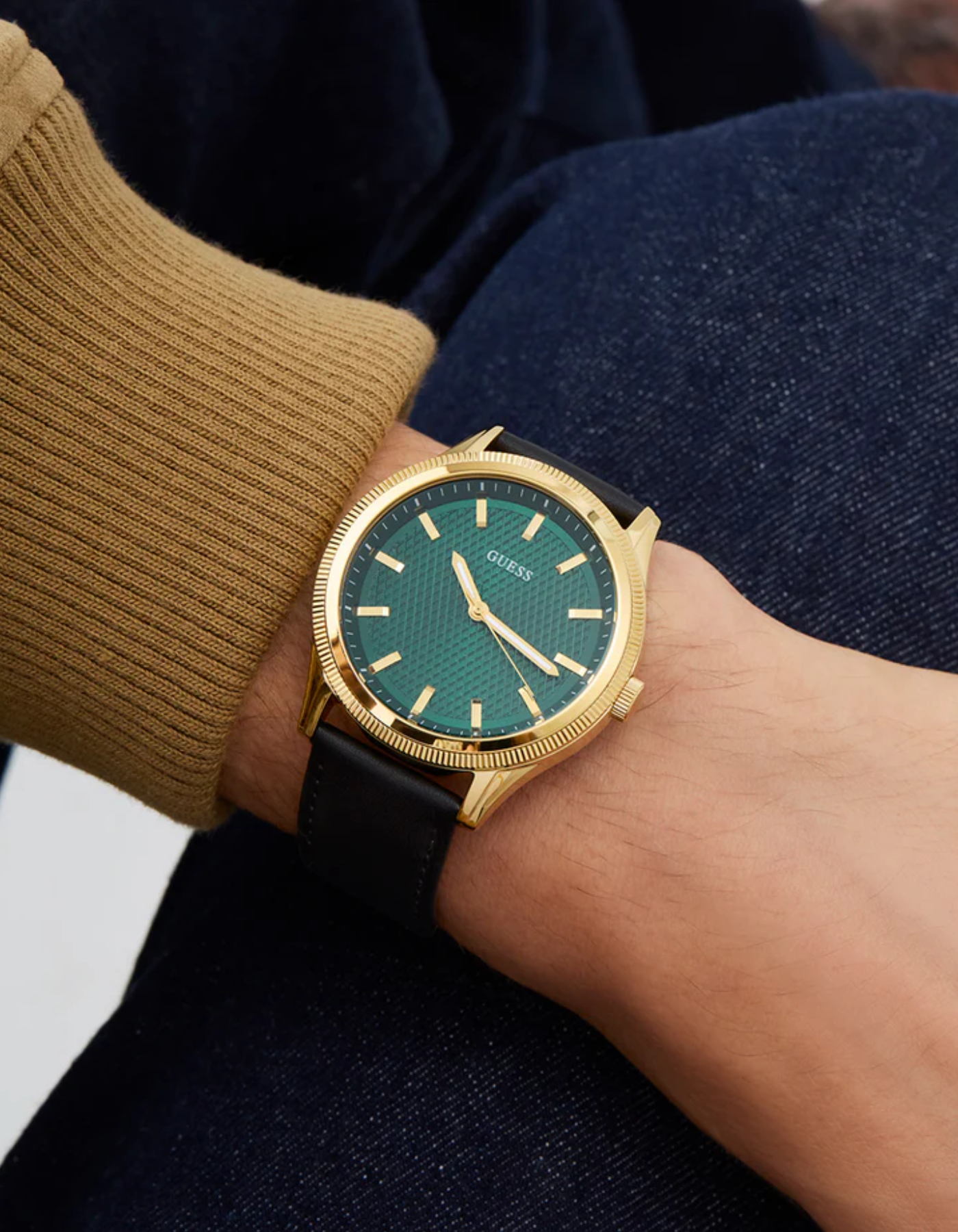 Guess Men's Black Gold Tone Analog Watch