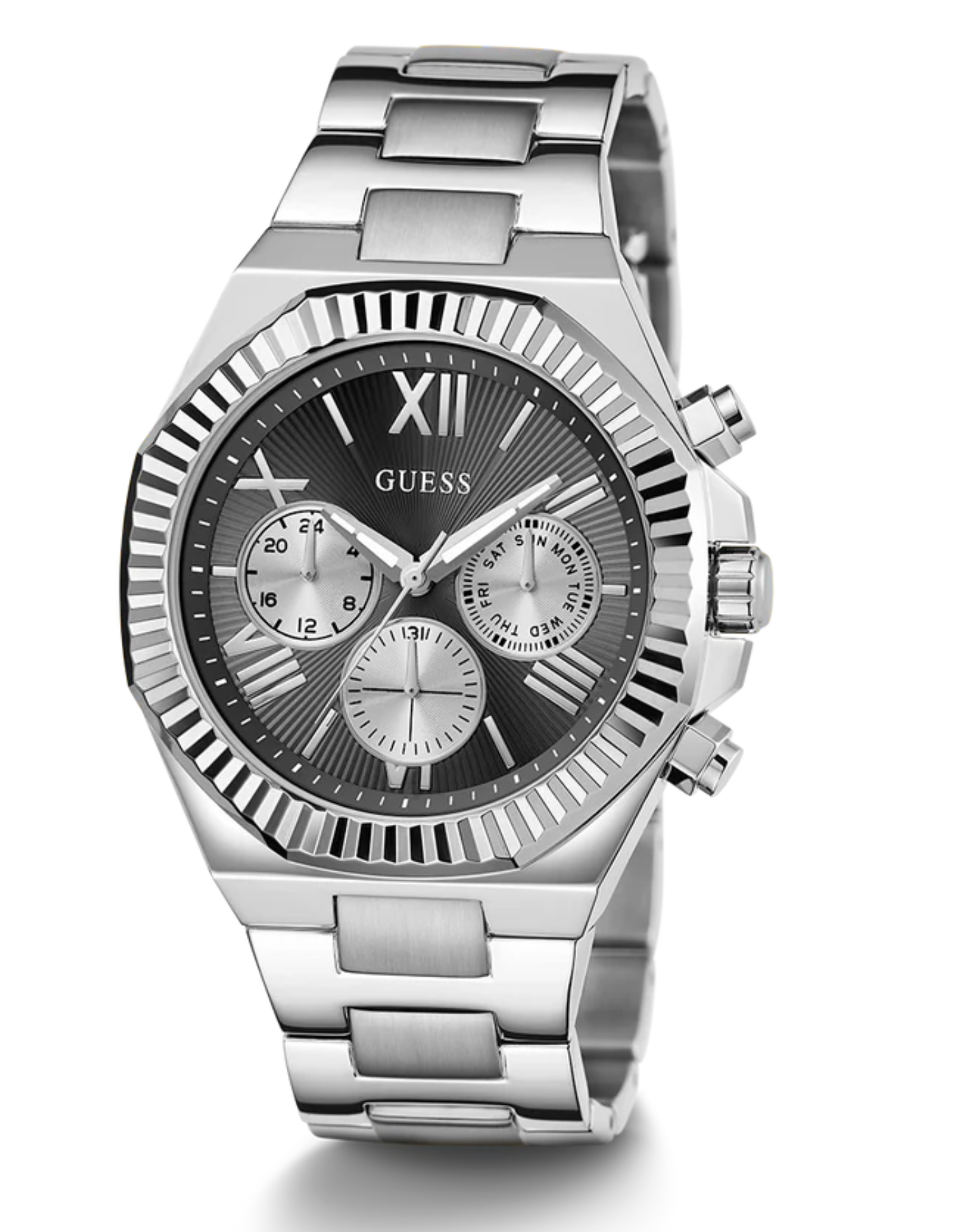 GUESS Men's Silver Tone Multi-Function Watch