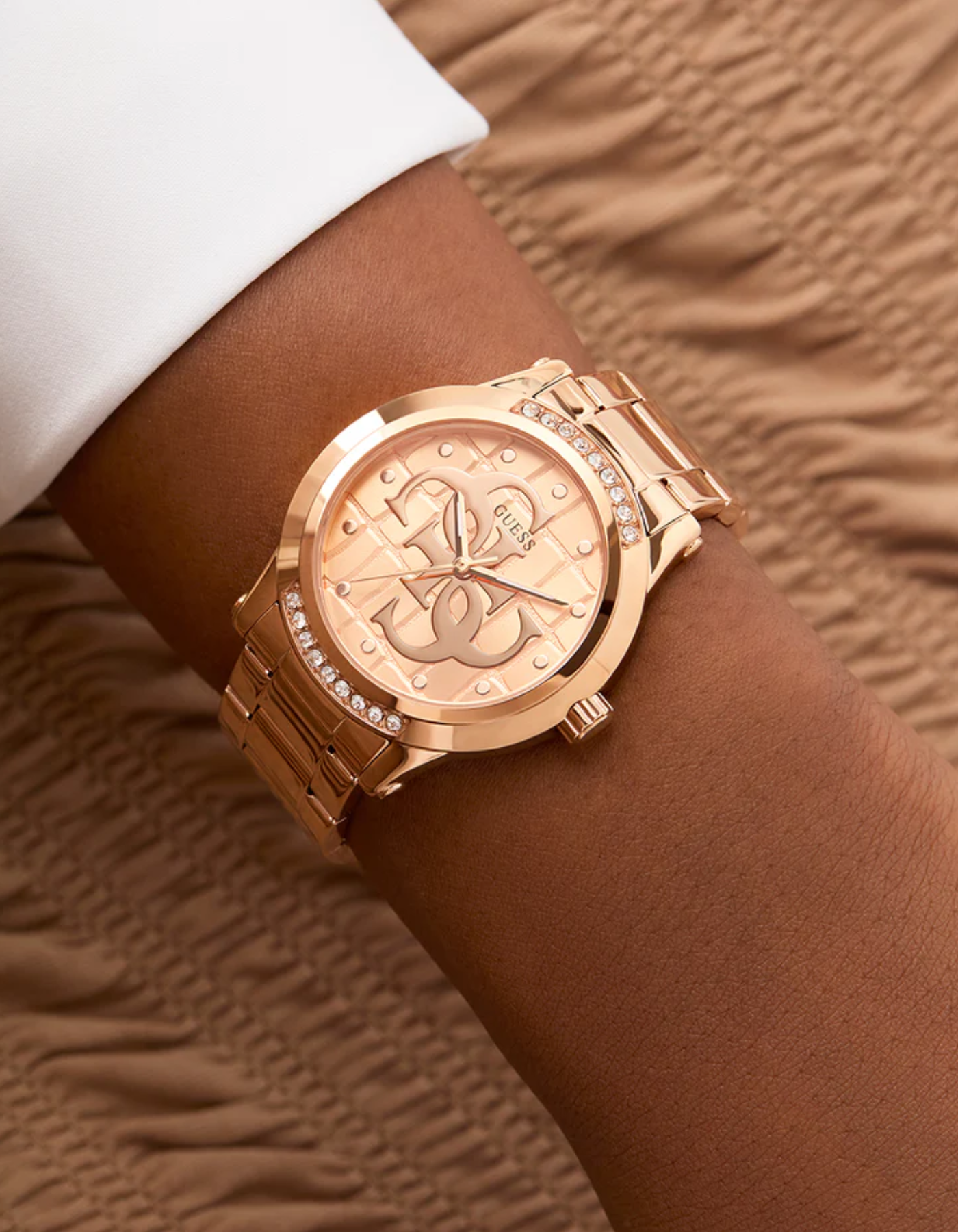 GUESS Ladies Rose Gold Tone Analog Watch