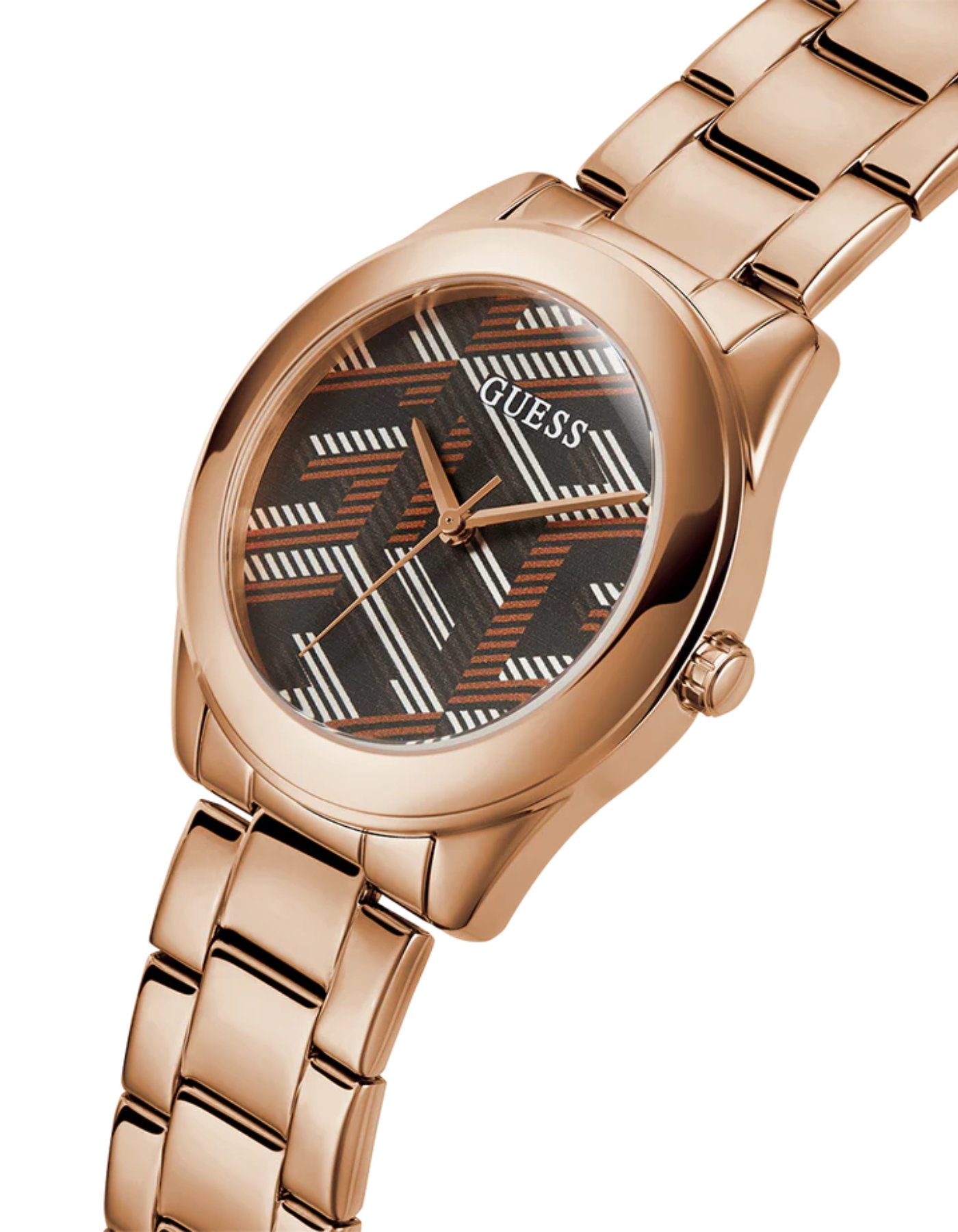 GUESS Iconic Monogram Ladies Rose Gold Tone Analog Watch