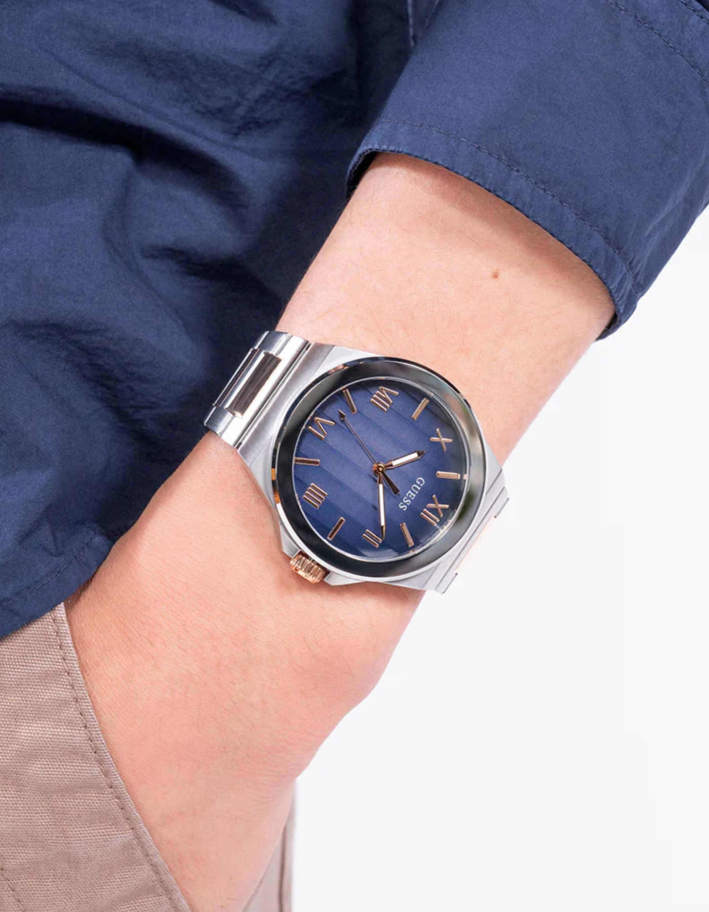 GUESS Men's 2-Tone Silver Tone Analog Watch