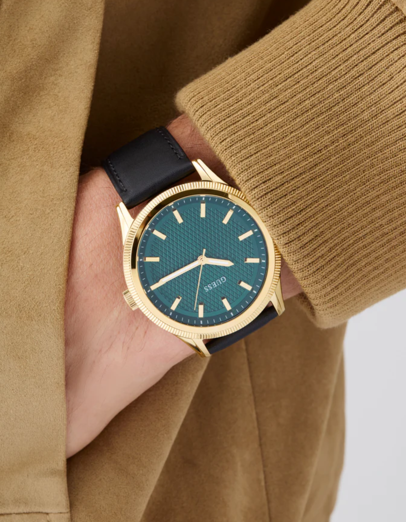 Guess Men's Black Gold Tone Analog Watch