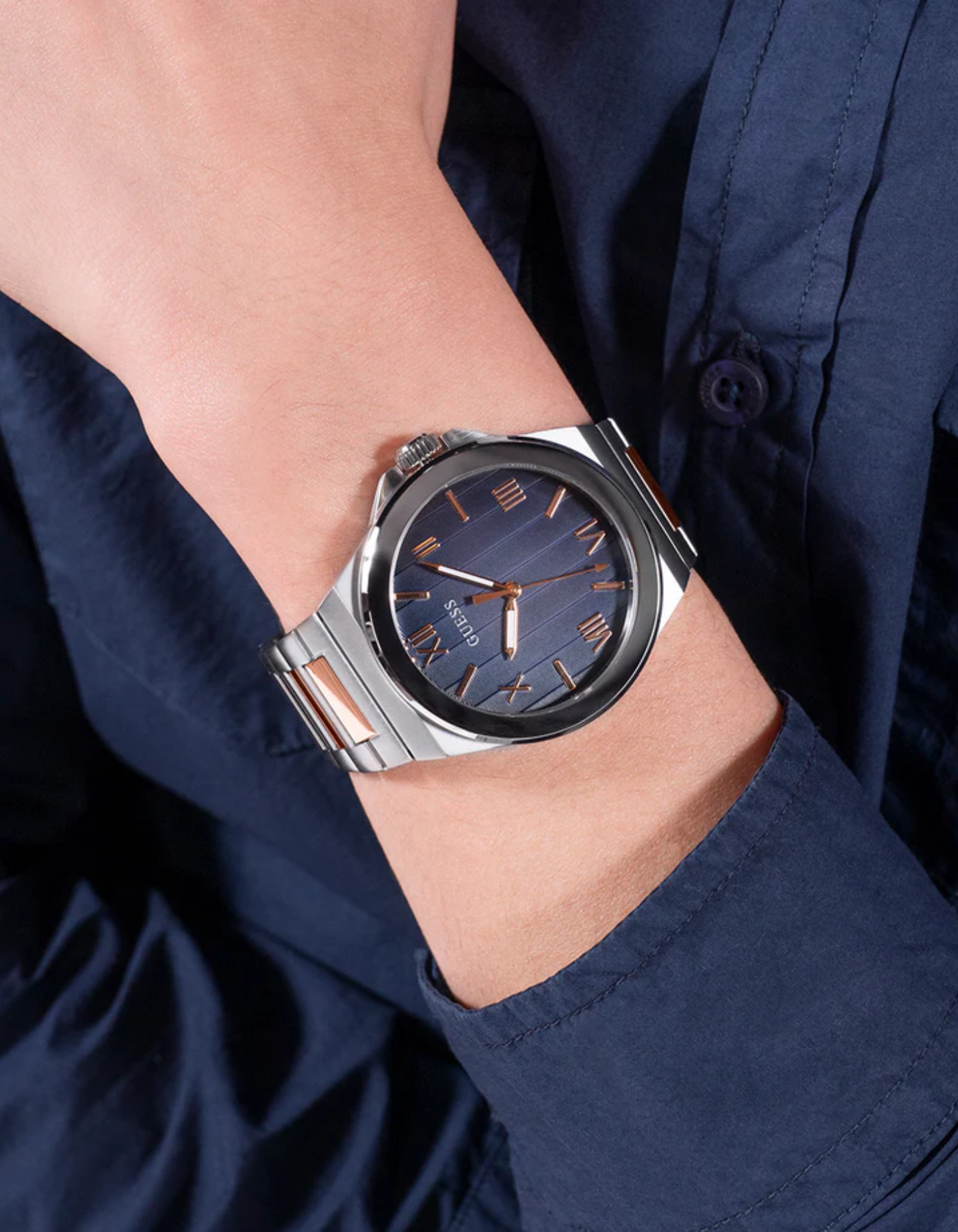 GUESS Men's 2-Tone Silver Tone Analog Watch