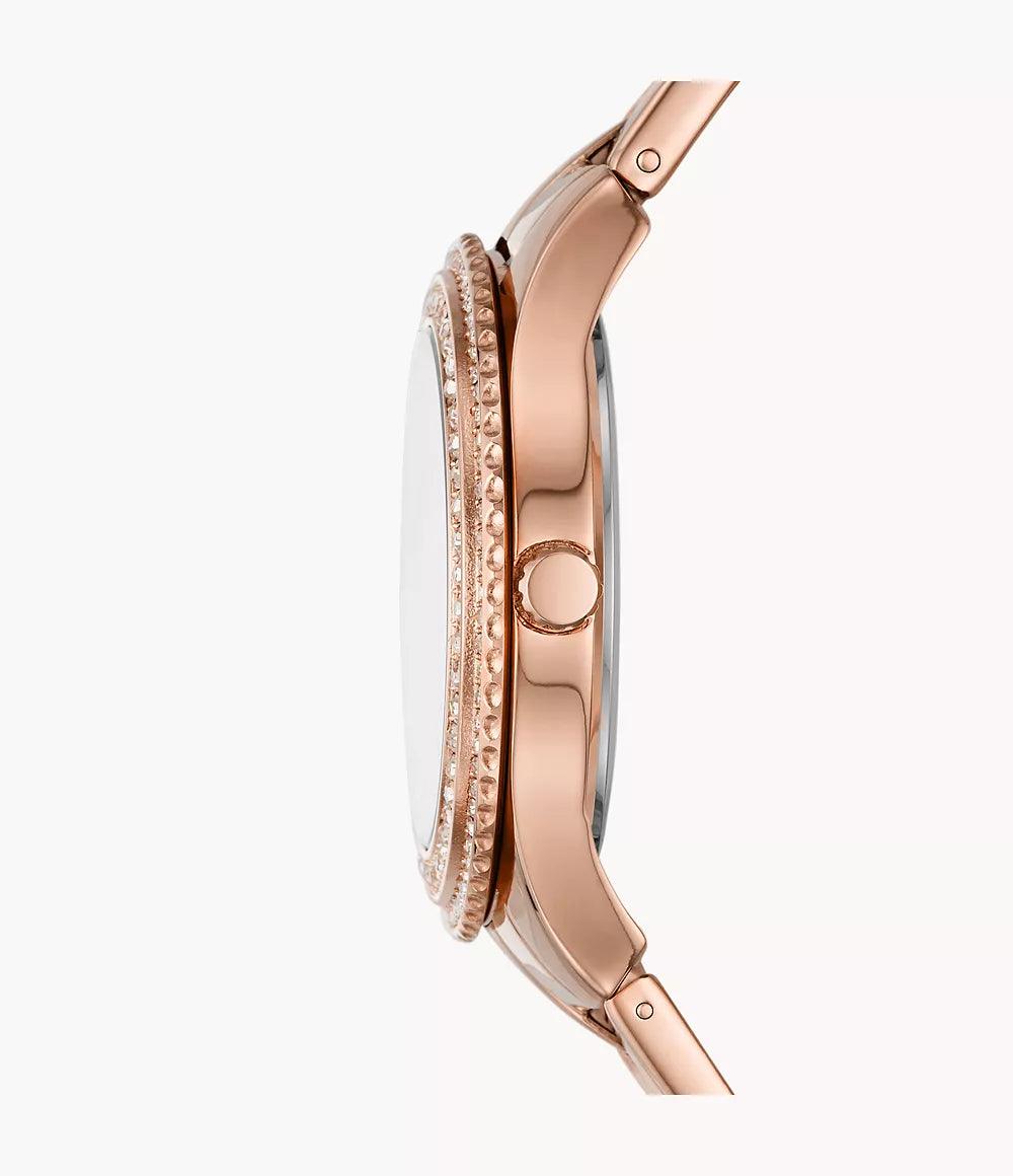 Fossil Stella Three-Hand Date Rose Gold-Tone Stainless Steel Watch