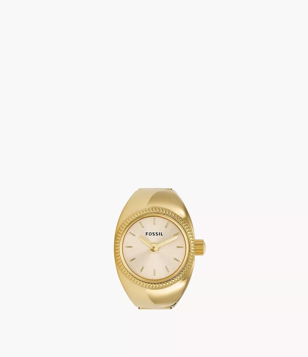 Fossil Watch Ring Two-Hand Gold-Tone Stainless Steel