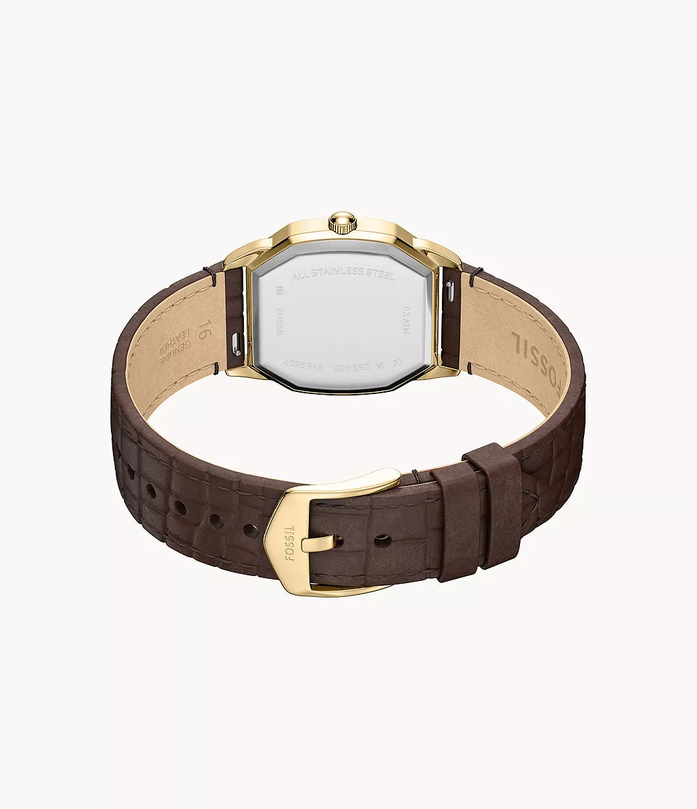 Fossil Harlow Three-Hand Brown Croco Leather Watch