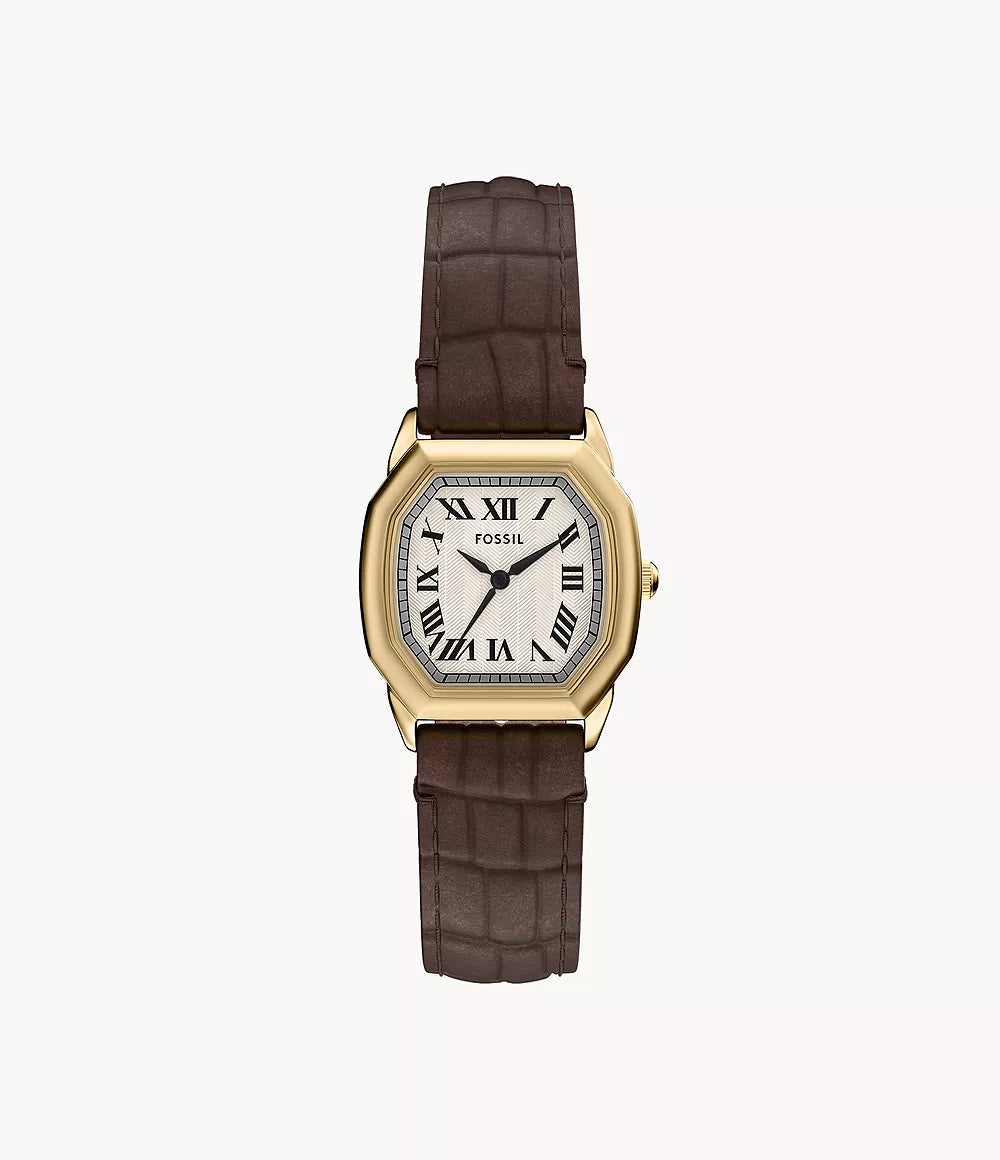 Fossil Harlow Three-Hand Brown Croco Leather Watch