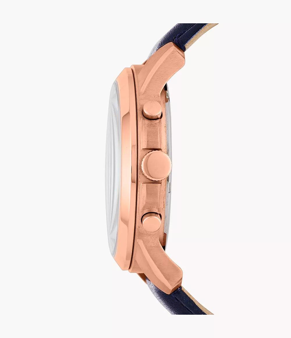 Fossil Grant Chronograph Navy Leather Watch