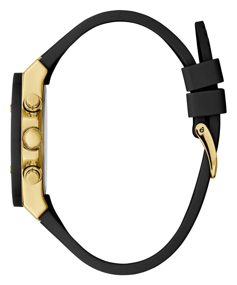 GUESS Ladies Black Gold Tone Multi-function Watch