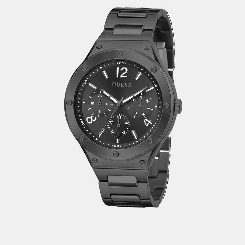 Guess Scope Multifunction Black Dial Black Steel Strap Watch for Men - GW0454G3