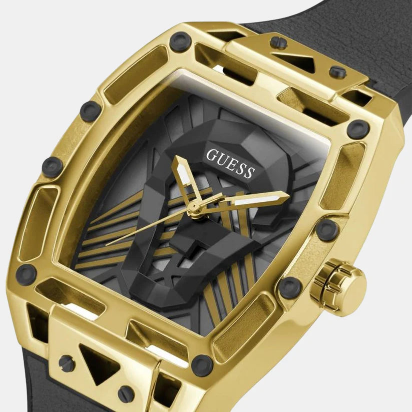 Guess Men's Black Analog Leather Watch