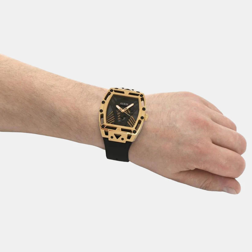 Guess Men's Black Analog Leather Watch