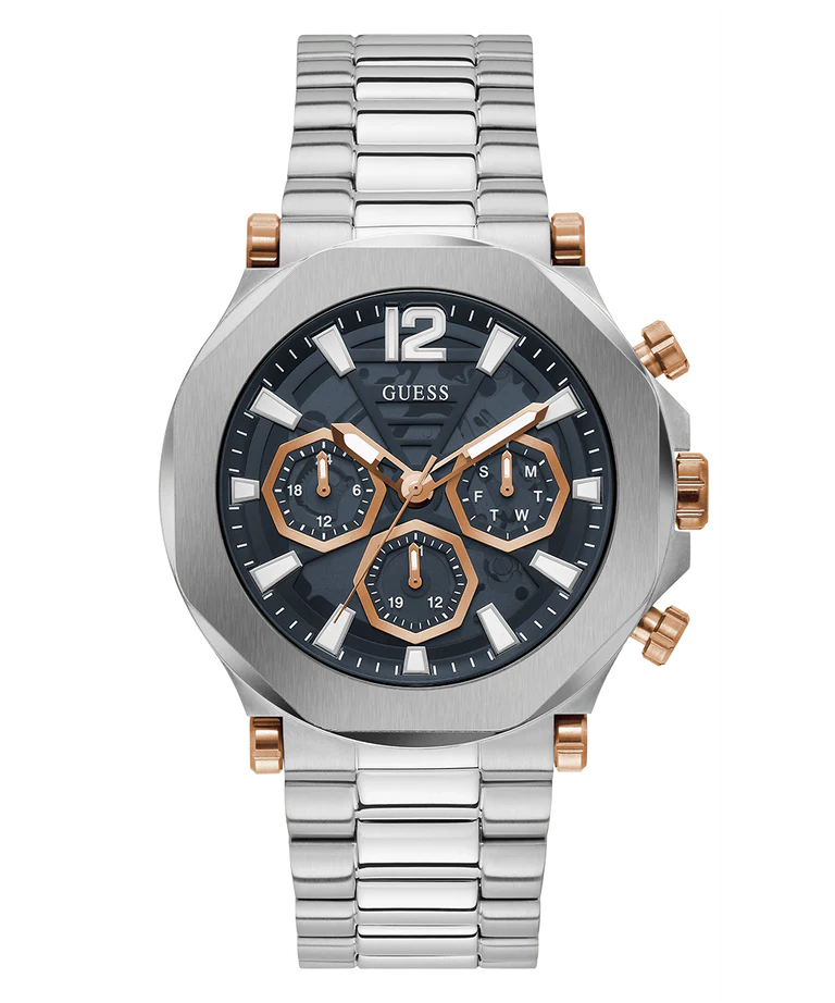 GUESS Men's Silver Tone Multi-Function Watch