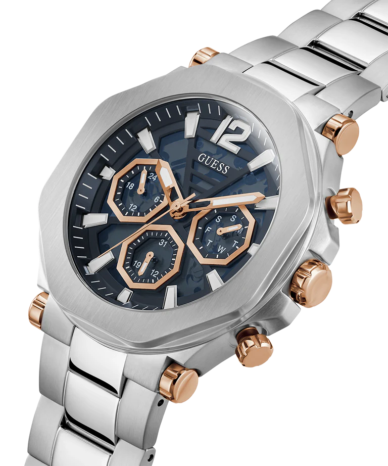 GUESS Men's Silver Tone Multi-Function Watch