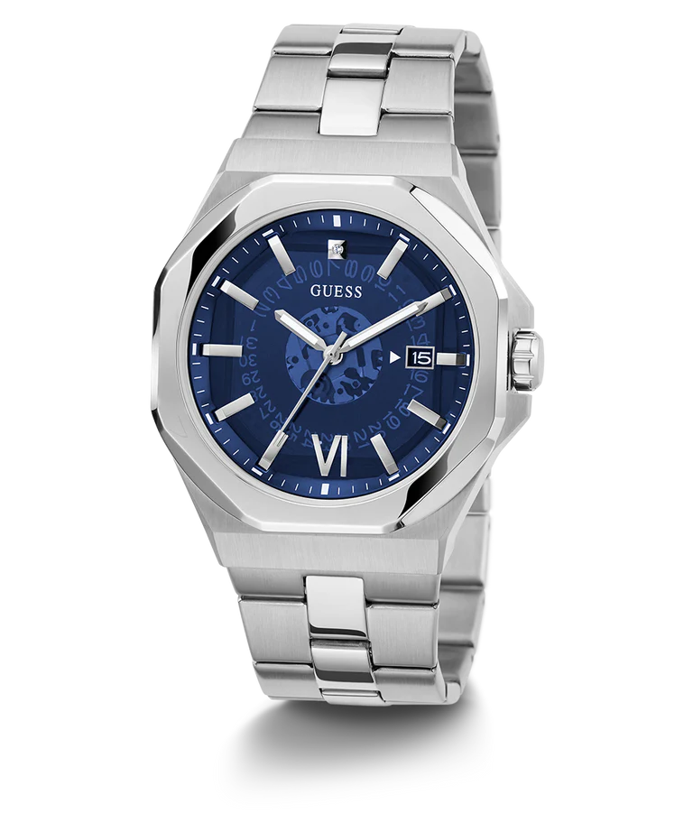 GUESS Men's Silver Tone Date Watch
