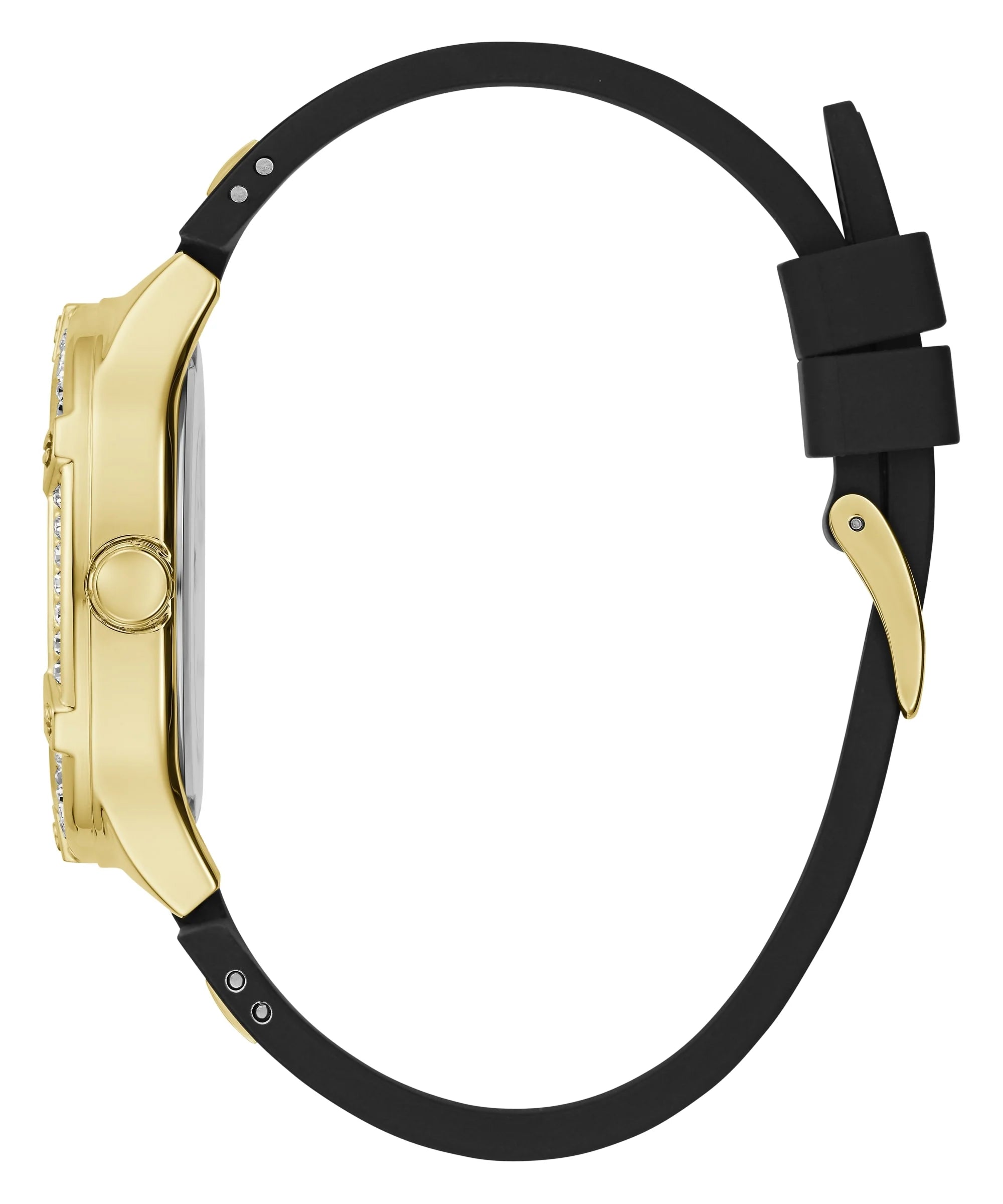 Guess Women Sport Champagne Dial Square Case Multi-Function