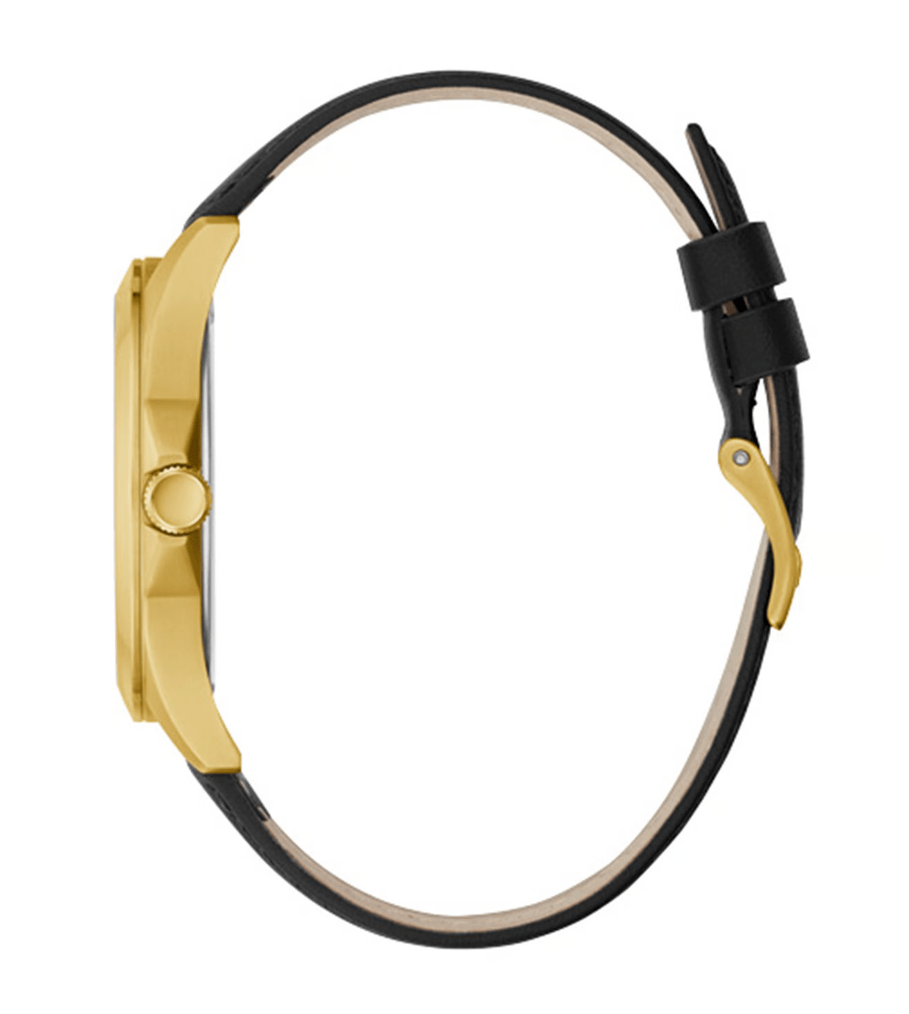 Guess Men's Black Leather Strap Watch