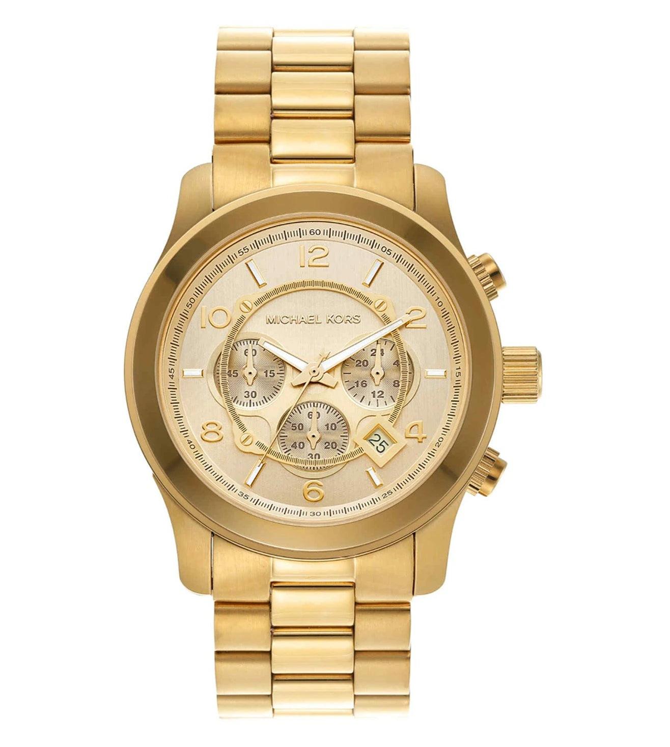 Michael Kors Runway Chronograph Purple Dial Black Steel Strap Watch For Women - MK5954