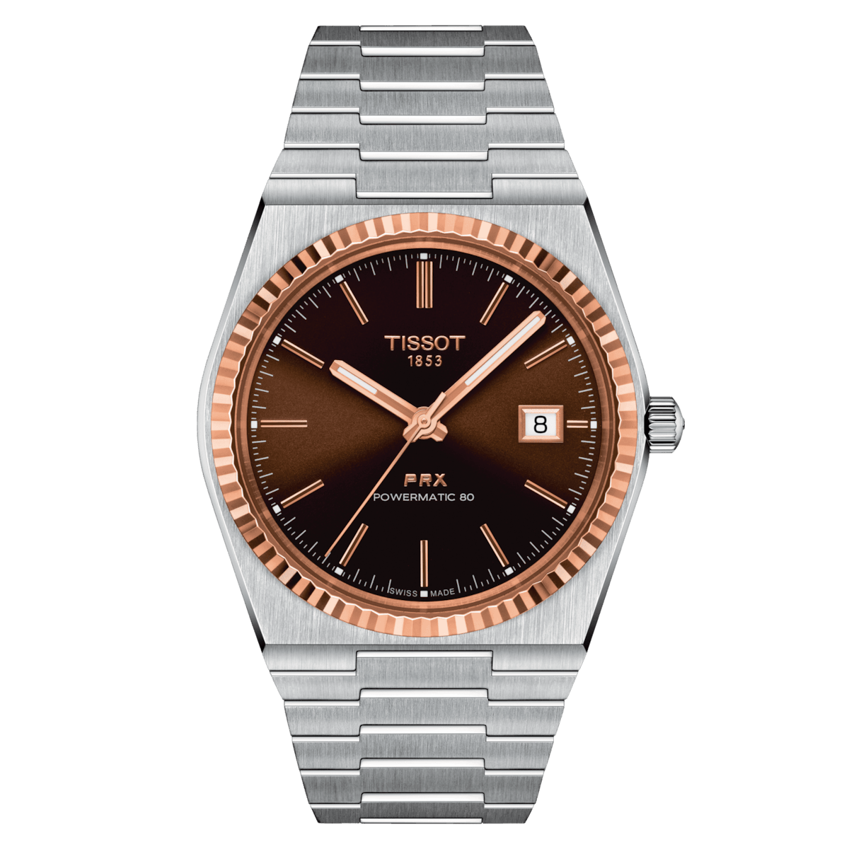 TISSOT PRX POWERMATIC 80 STEEL & 18K GOLD BEZEL