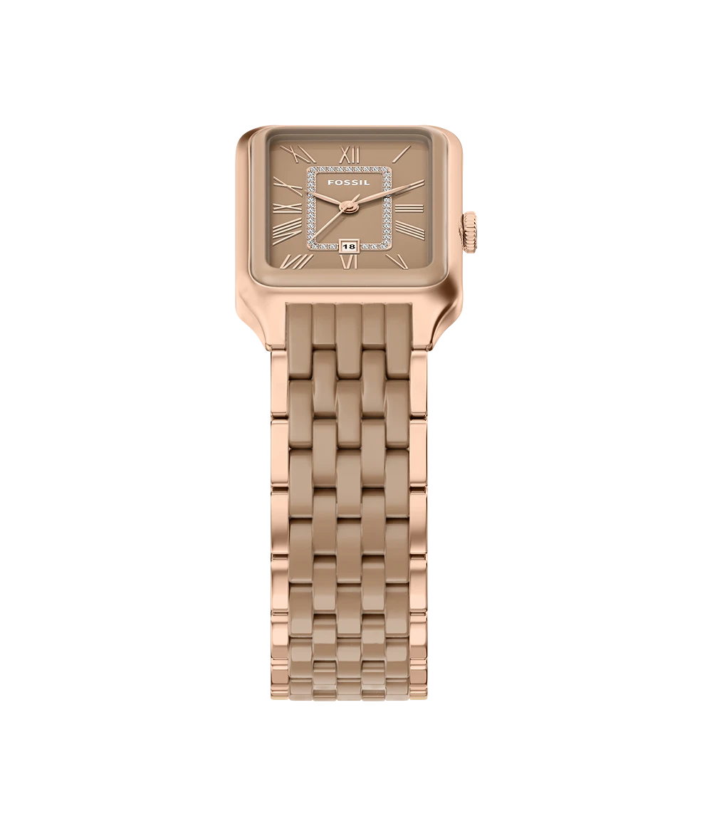 Fossil Raquel Three-Hand Date Rose Gold-Tone Stainless Steel & Salted Caramel Ceramic Watch
