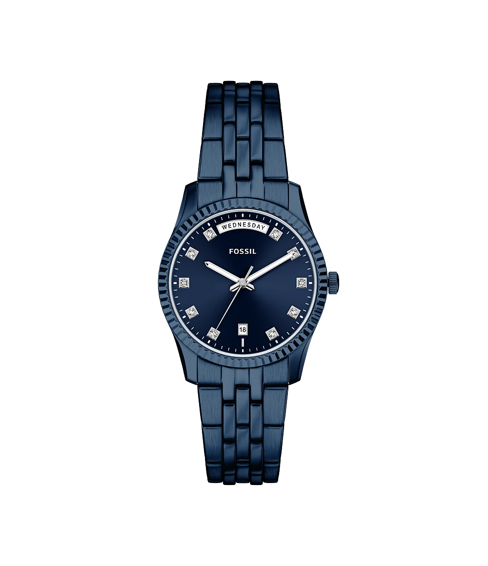 Fossil Scarlette Three-Hand Navy Stainless Steel Watch