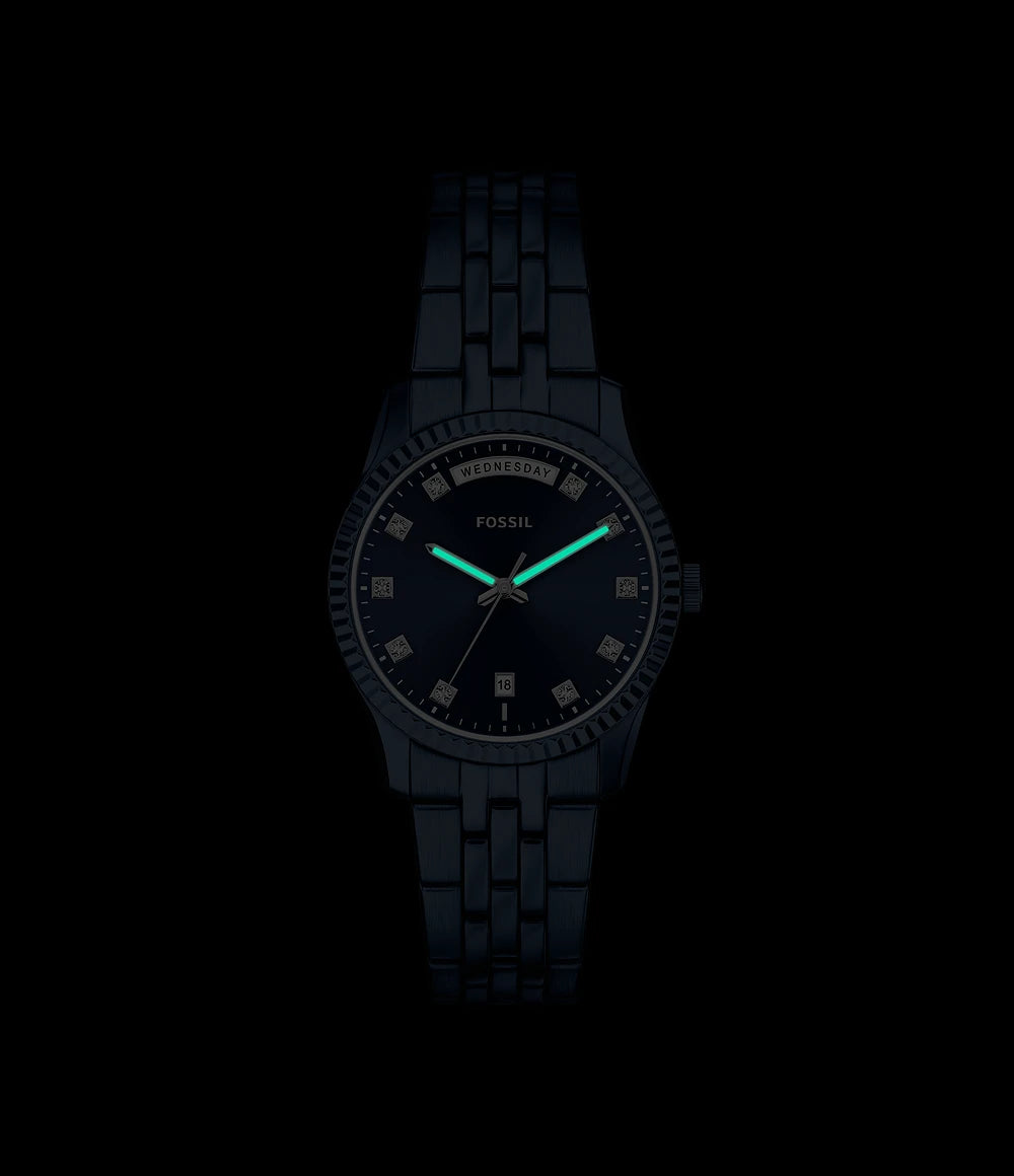 Fossil Scarlette Three-Hand Navy Stainless Steel Watch