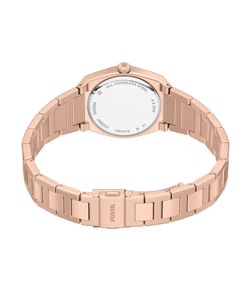 Fossil Everett Three-Hand Rose Gold-Tone Stainless Steel Watch