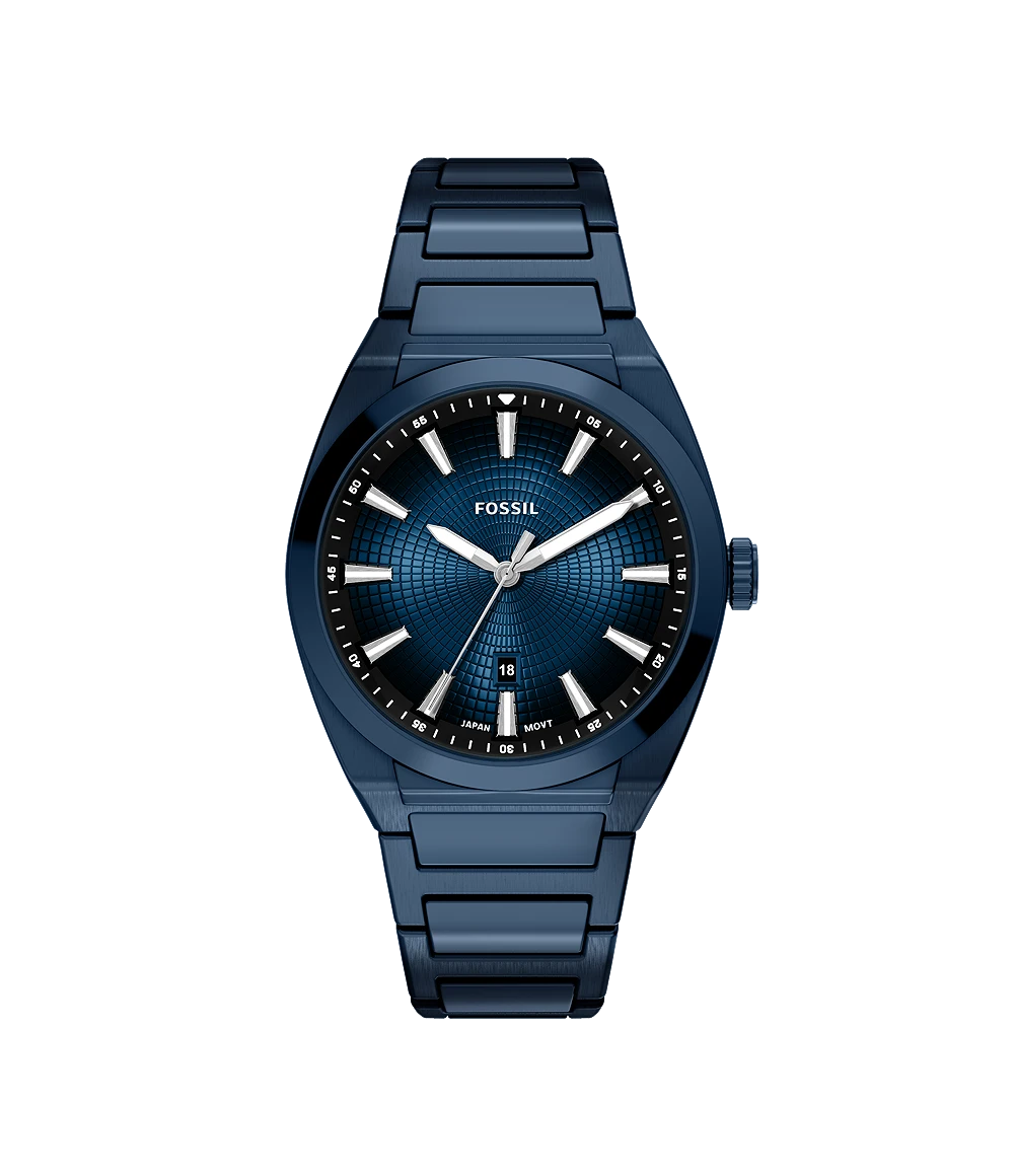 Fossil Everett Three-Hand Navy Stainless Steel Watch
