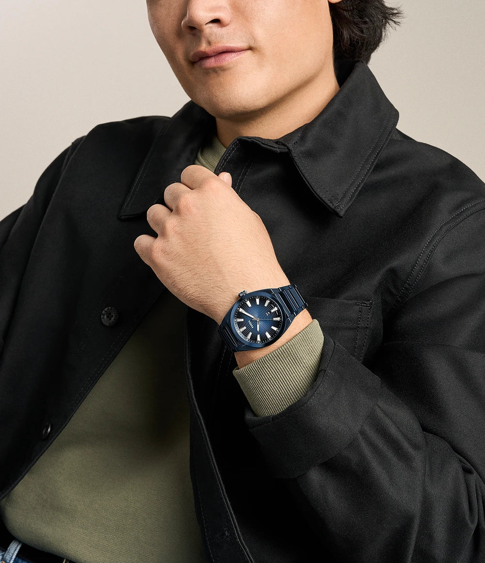 Fossil Everett Three-Hand Navy Stainless Steel Watch