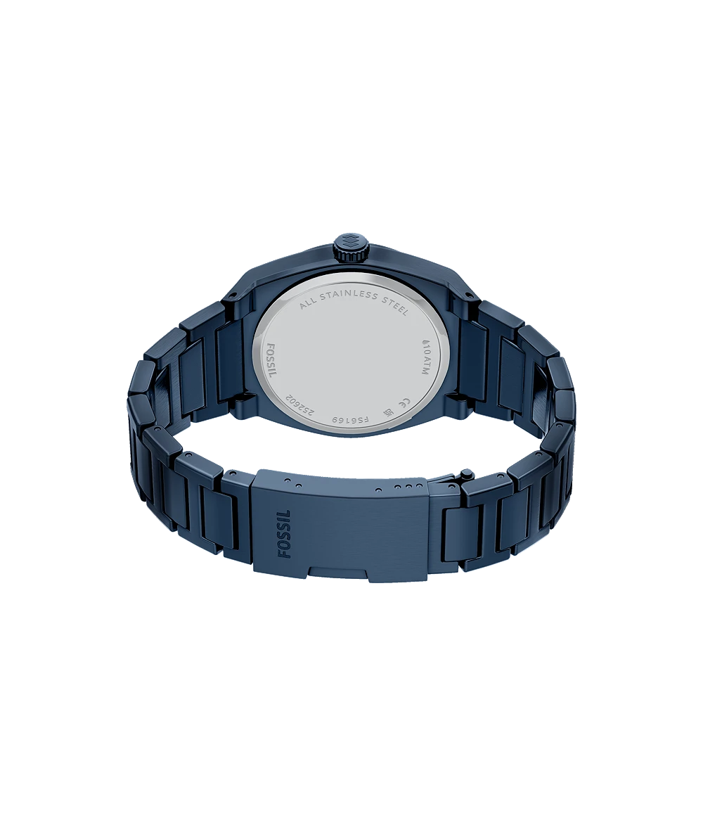Fossil Everett Three-Hand Navy Stainless Steel Watch