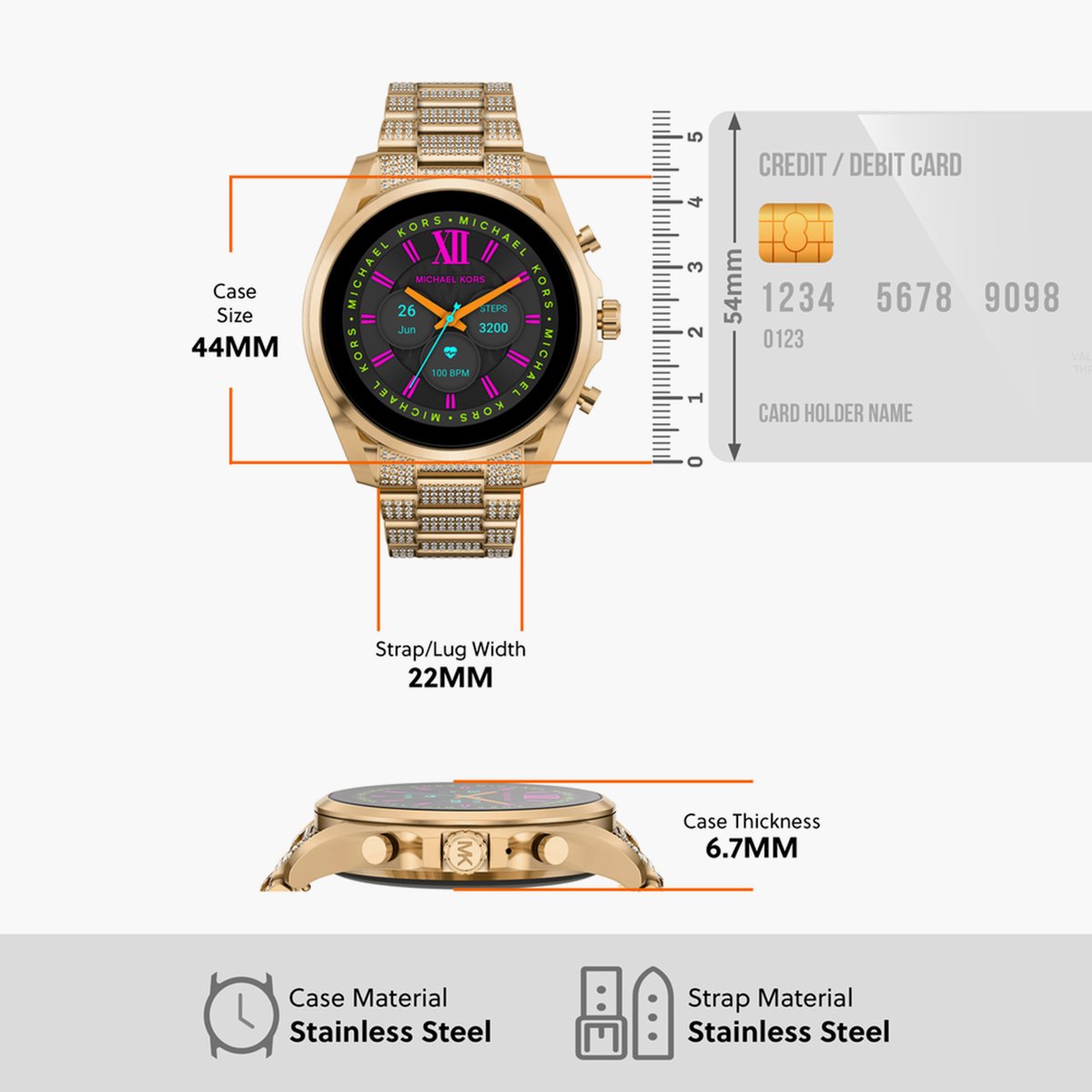 Michael Kors Gen 6 Bradshaw Pavé Gold-Tone Smartwatch