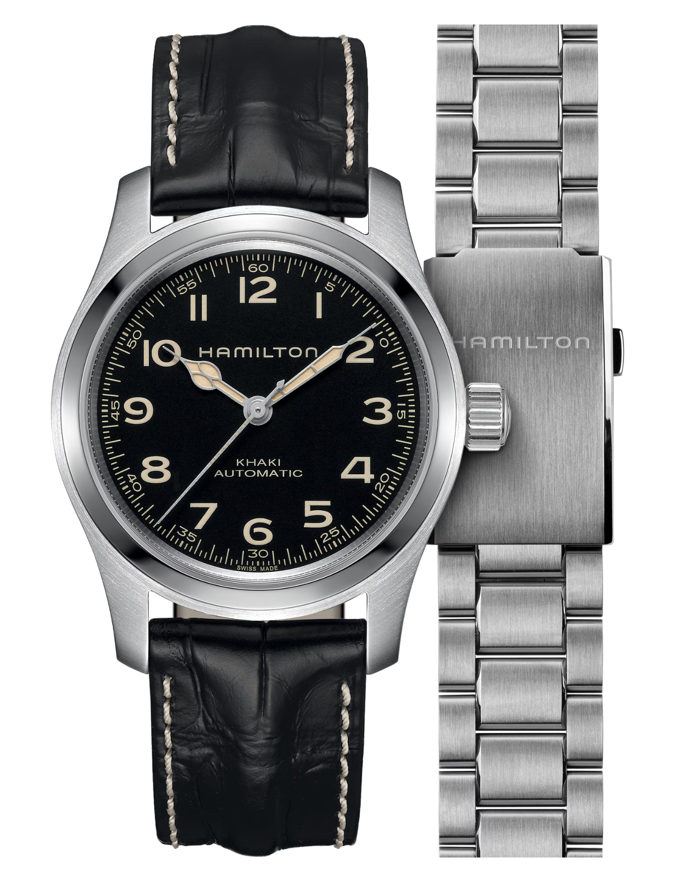 Hamilton Khaki Field Murph Auto 42mm Bracelet Bundle "Featured in Interstellar"