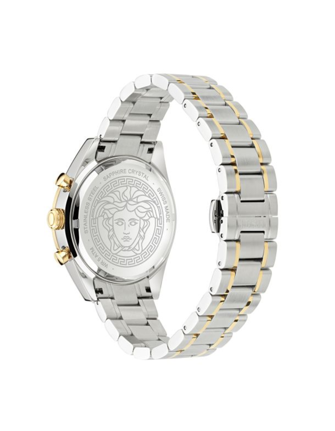 Versace V-Code Chrono Silver Dial Two-Tone Stainless Steel Bracelet Watch