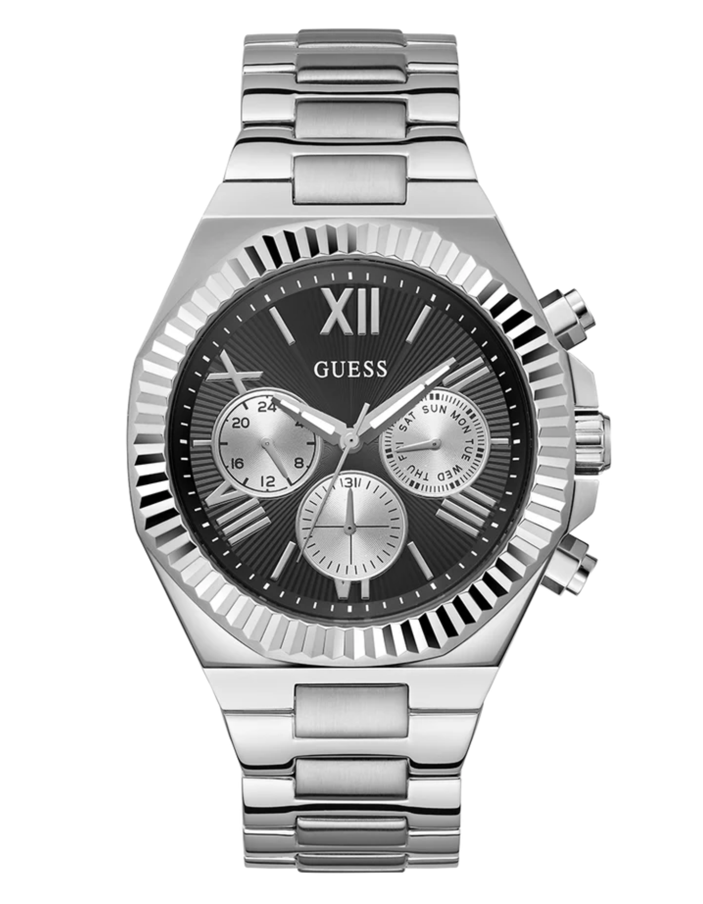 GUESS Men's Silver Tone Multi-Function Watch