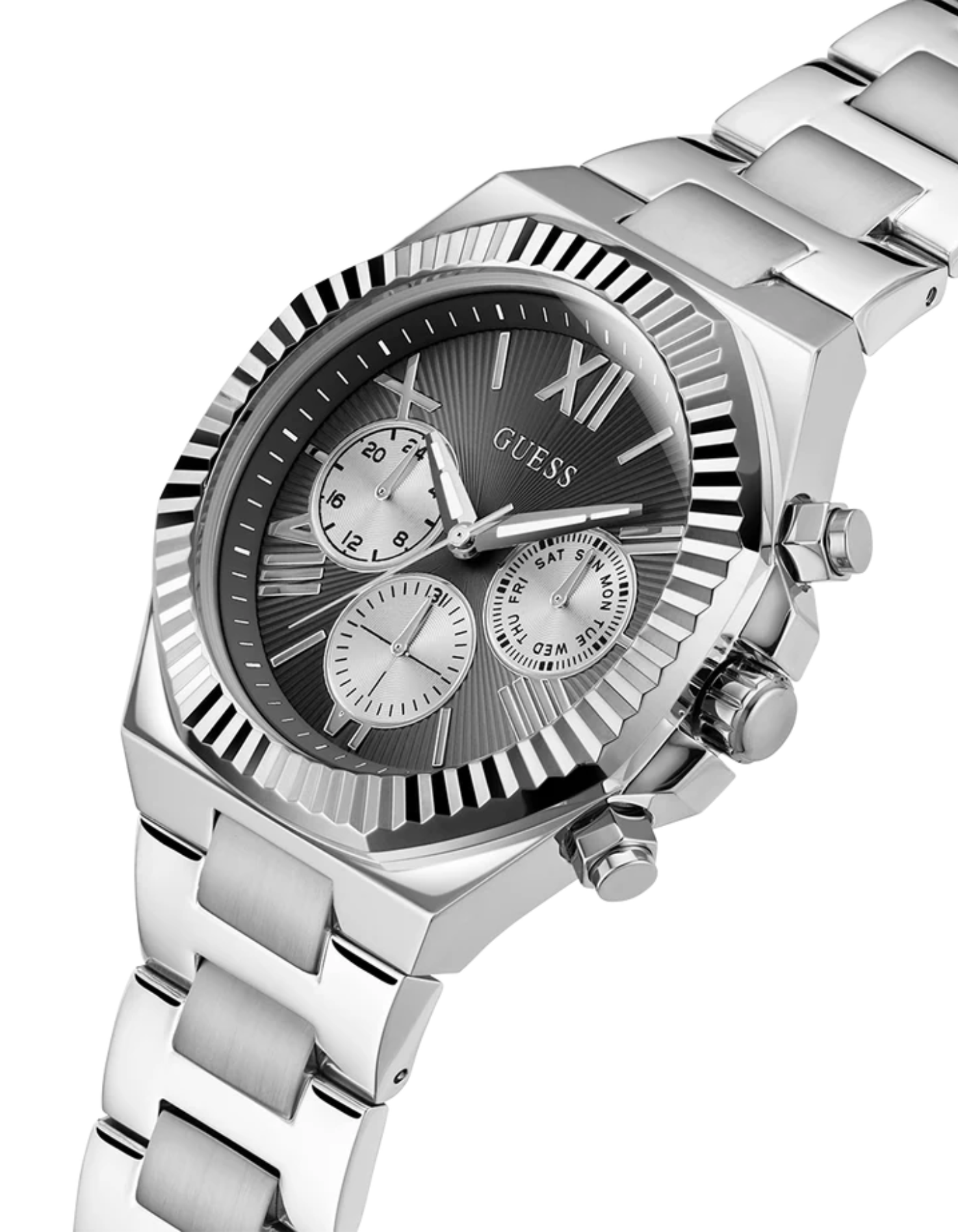 GUESS Men's Silver Tone Multi-Function Watch