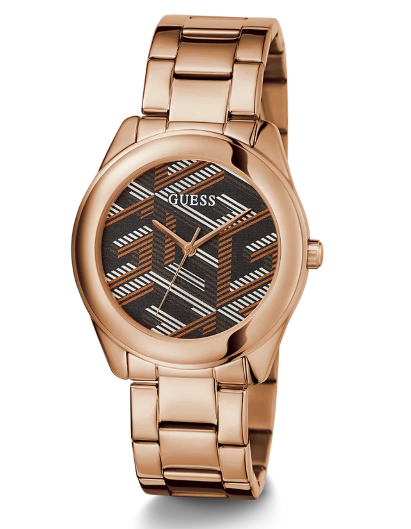 GUESS Iconic Monogram Ladies Rose Gold Tone Analog Watch