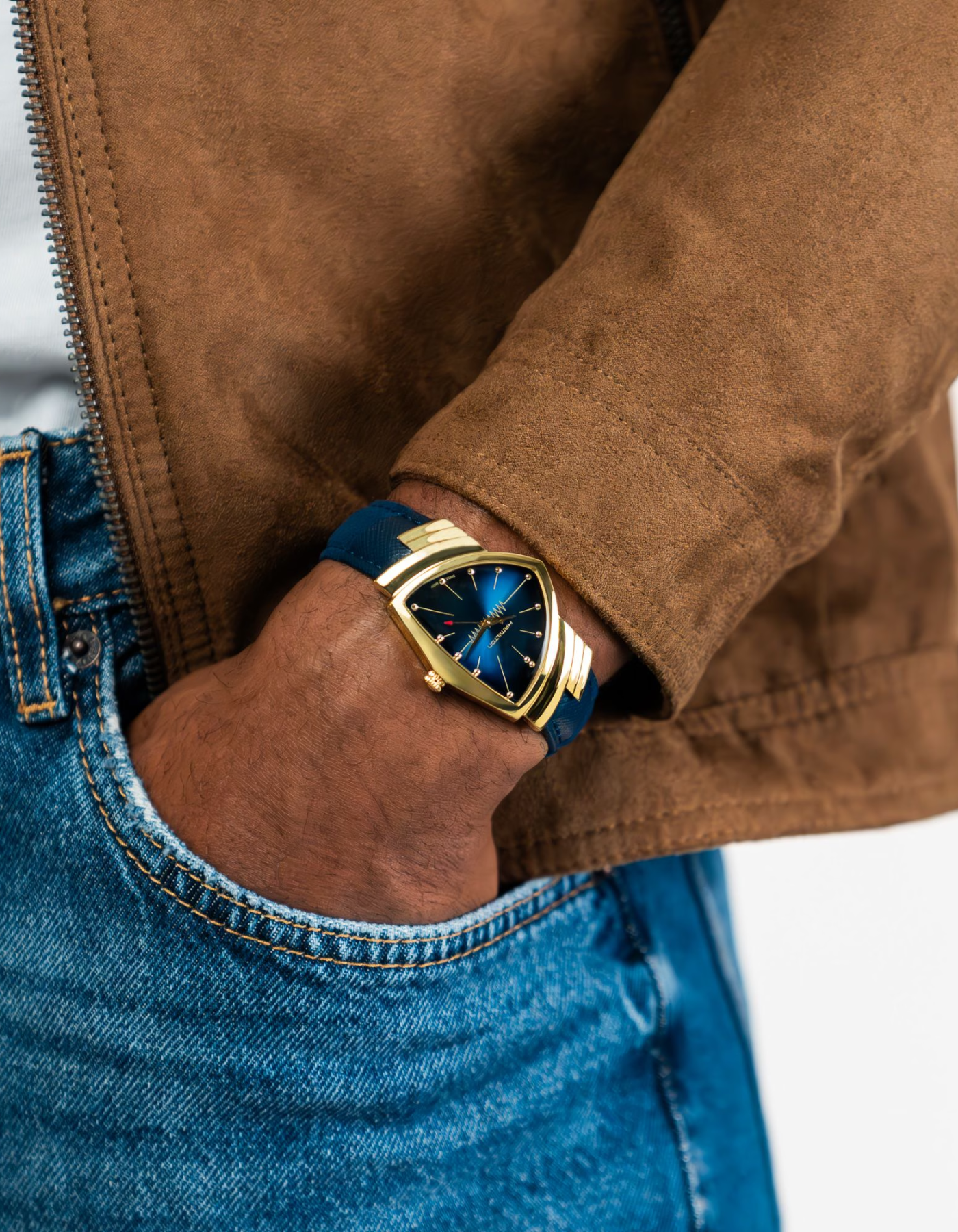 Hamilton Ventura Quartz Inspired by Elvis Presley's hit single, "Blue Suede Shoes"