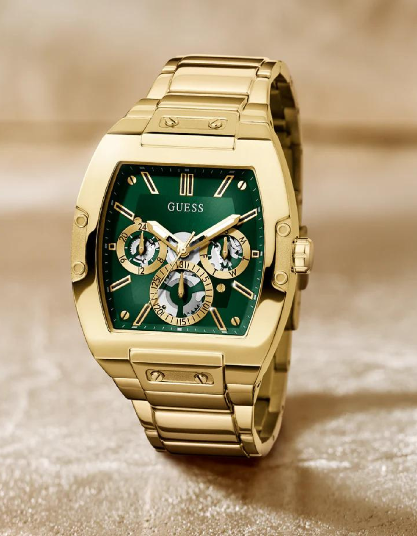 GUESS Men's Gold Tone Multi-Function Watch