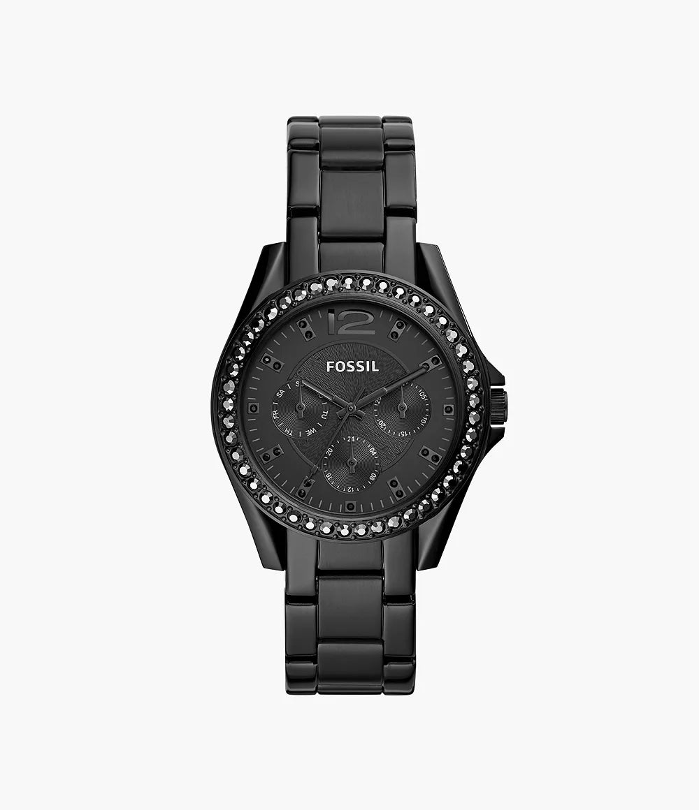 Fossil Riley Multifunction Black Stainless Steel Watch