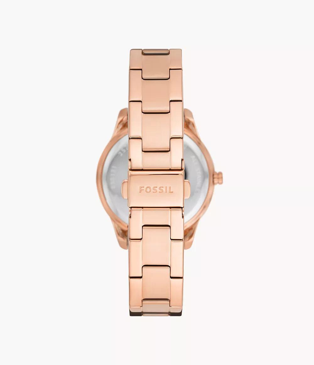 Fossil Stella Three-Hand Date Rose Gold-Tone Stainless Steel Watch