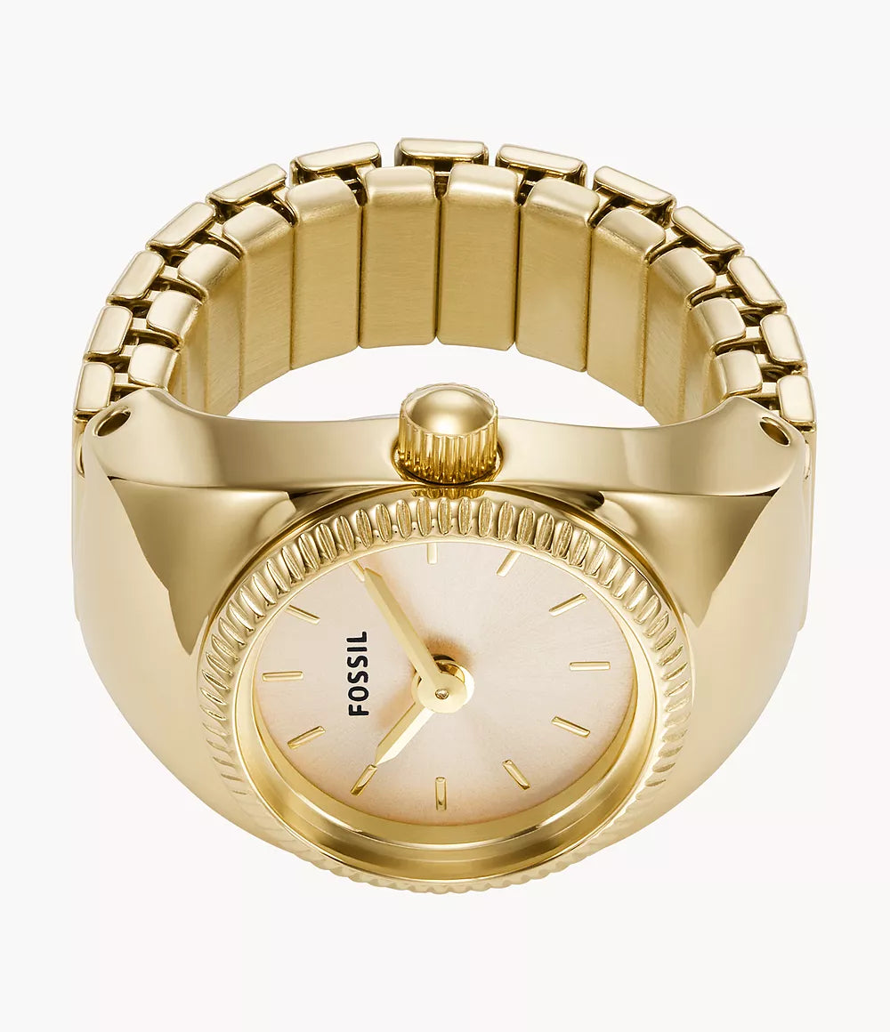 Fossil Watch Ring Two-Hand Gold-Tone Stainless Steel