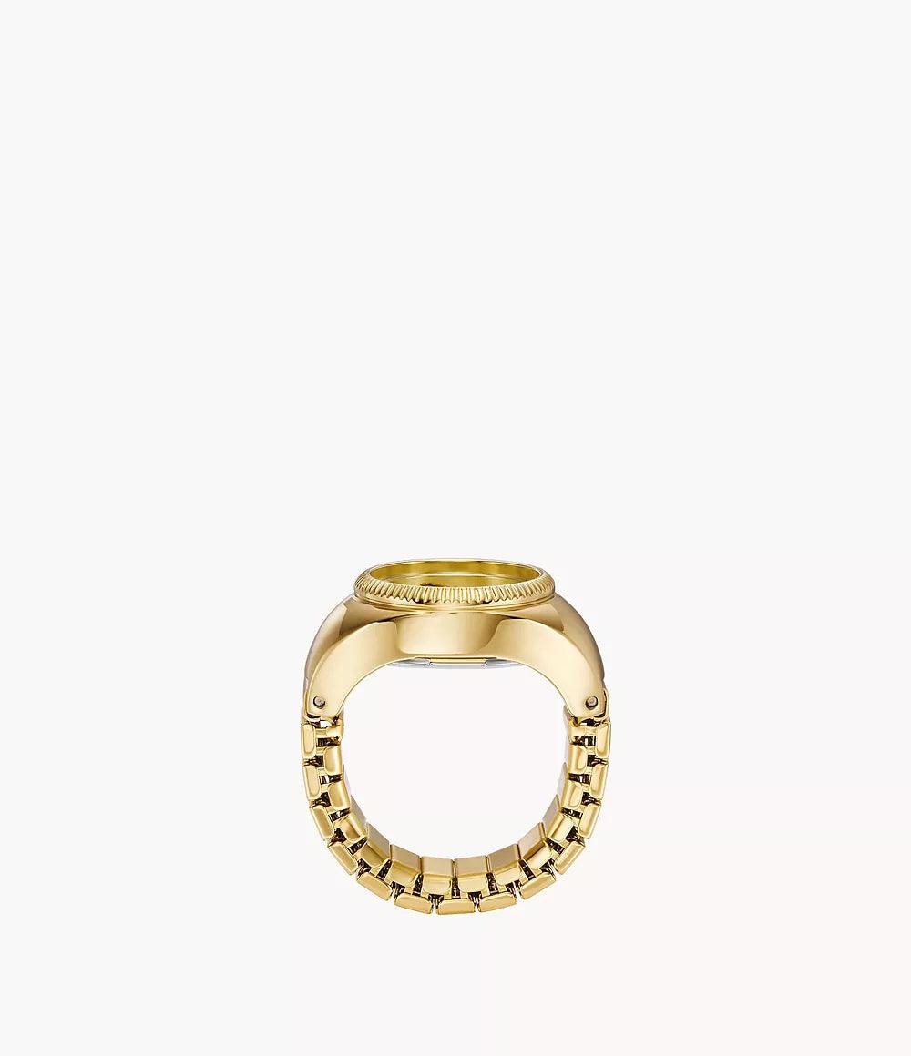 Fossil Watch Ring Two-Hand Gold-Tone Stainless Steel