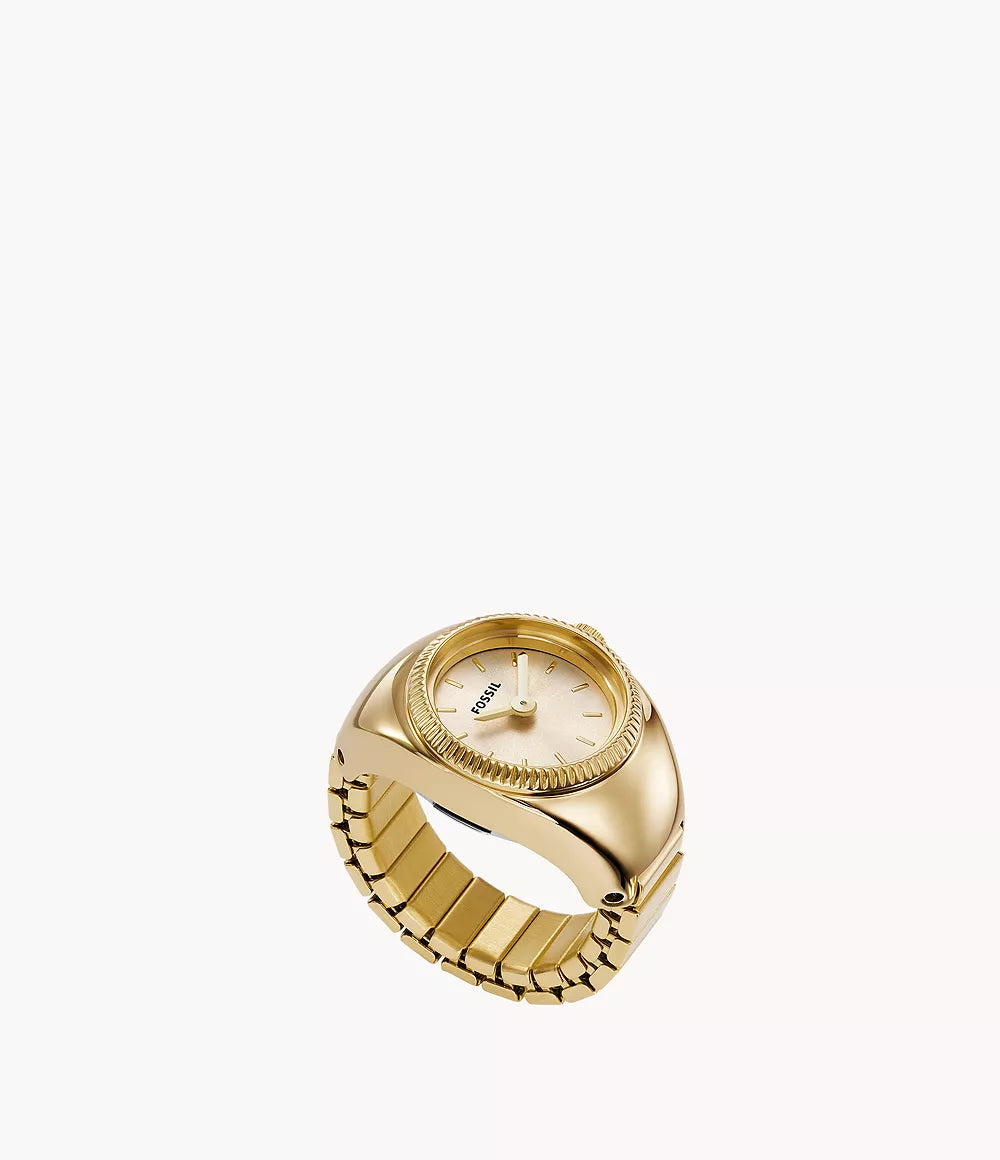 Fossil Watch Ring Two-Hand Gold-Tone Stainless Steel