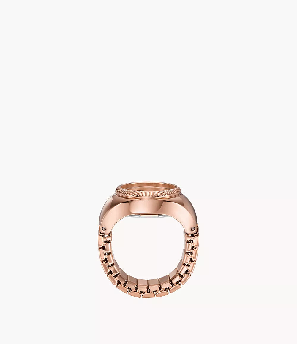 Fossil Watch Ring Two-Hand Rose Gold-Tone Stainless Steel