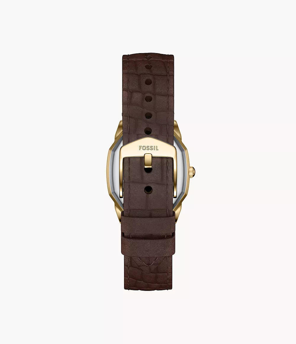 Fossil Harlow Three-Hand Brown Croco Leather Watch