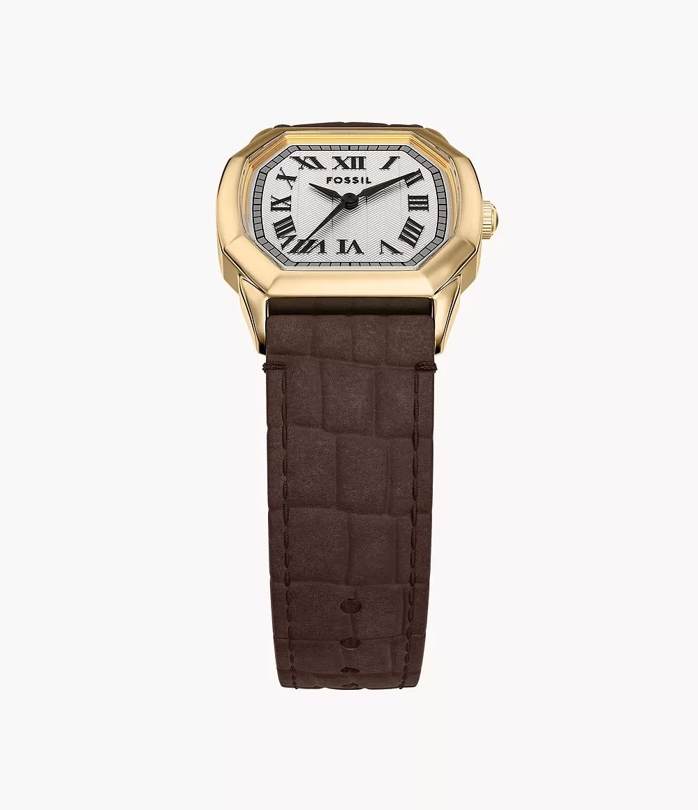 Fossil Harlow Three-Hand Brown Croco Leather Watch