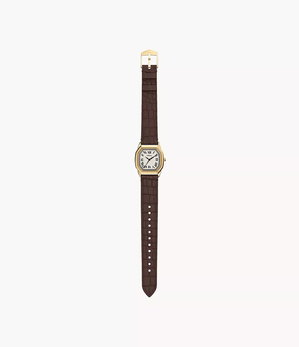 Fossil Harlow Three-Hand Brown Croco Leather Watch