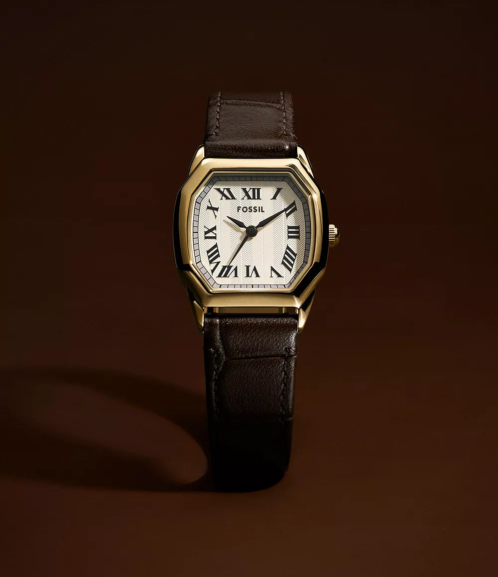 Fossil Harlow Three-Hand Brown Croco Leather Watch